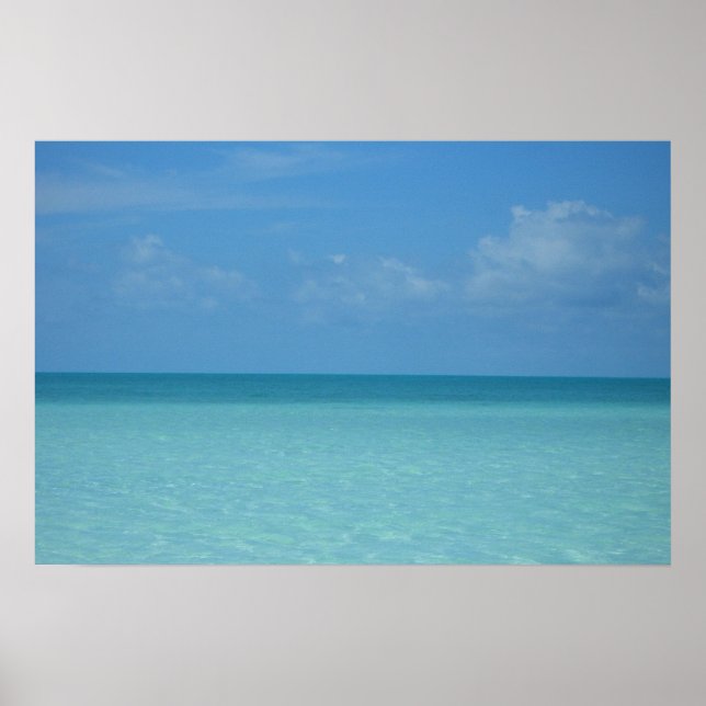 Poster Horizonte Caribenho Azul Turquesa Tropical (Frente)