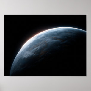 Poster Horizonte Cinematicamente Azul Escuro do Planeta a