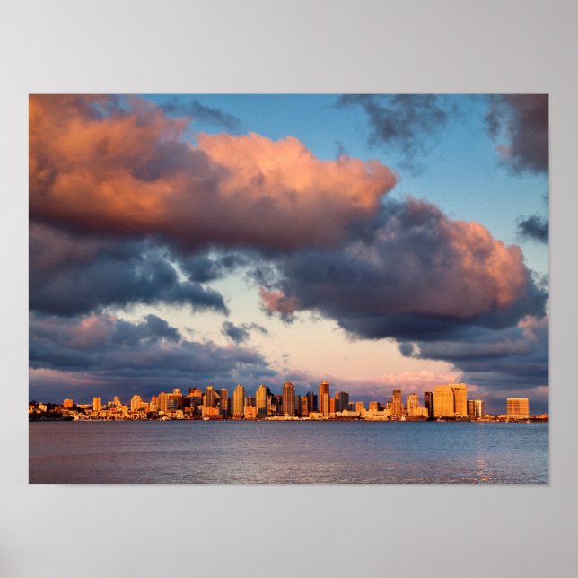 Poster Horizonte da Cidade da Baía de San Diego (Frente)