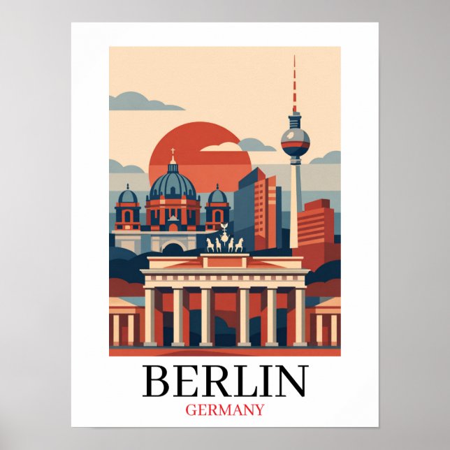 Poster Horizonte da Cidade de Berlim Alemanha – Minimalis (Frente)