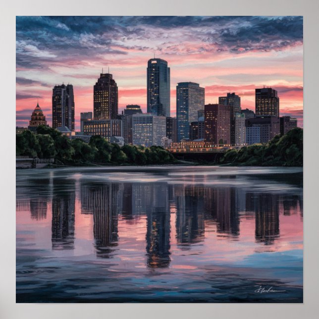Poster Horizonte da Cidade de Boston, Boston Ma EUA (Frente)