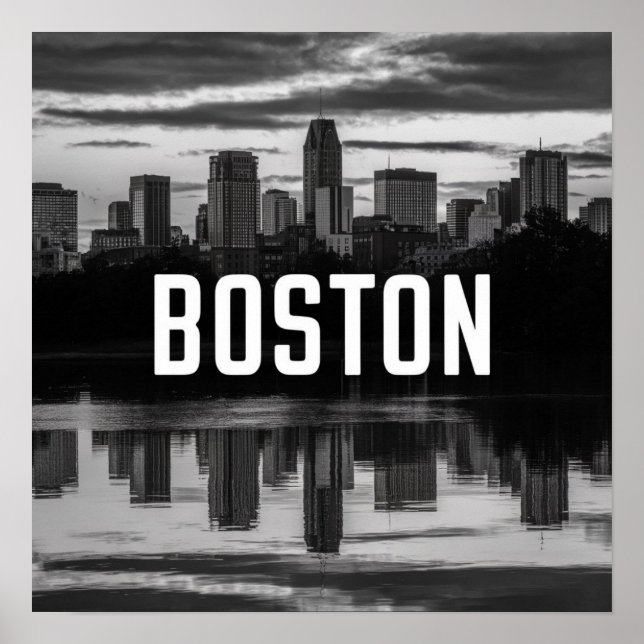 Poster Horizonte da Cidade de Boston, Boston Ma EUA (Frente)