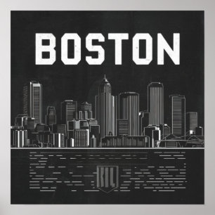 Poster Horizonte da Cidade de Boston, Boston Ma Nosso Hor