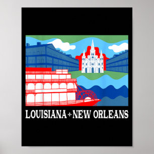Poster Horizonte da Cidade de Nova Orleans Vapor Louisian