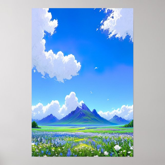 Poster Horizonte de Azul e Branco (Frente)