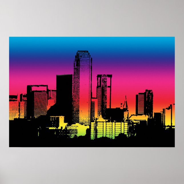 Poster Horizonte de Dallas Colorido (Frente)