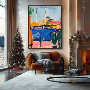 Poster Horizonte de Istambul com Orla Marítima em Arte Fa