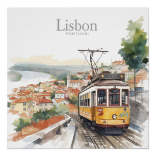 Pôster Horizonte de Lisboa Portugal - Arte de Viagem de B
