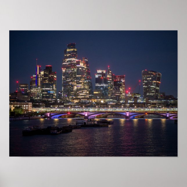 Poster Horizonte de Londres à Noite (Frente)