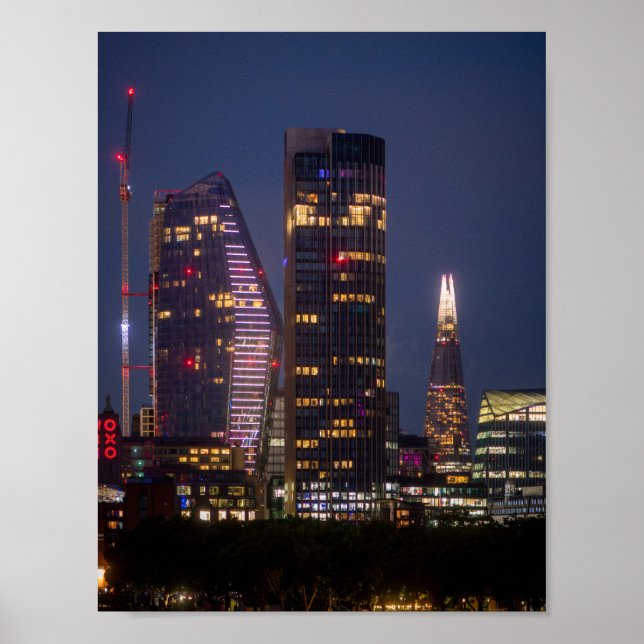 Poster Horizonte de Londres à Noite (Frente)
