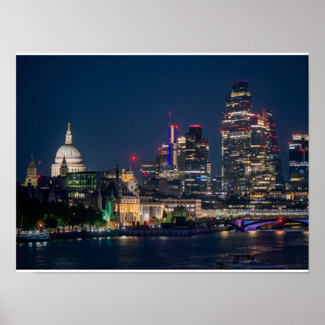 Poster Horizonte de Londres à Noite (Frente)