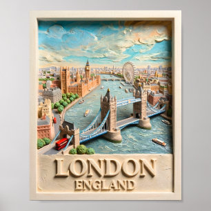Poster Horizonte de Londres Inglaterra Arte de Viagem Tex
