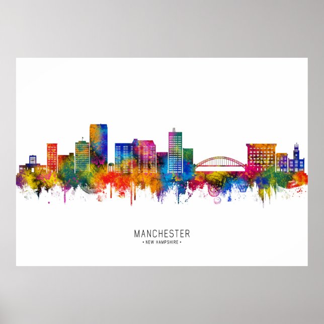 Poster Horizonte de Manchester New Hampshire (Frente)