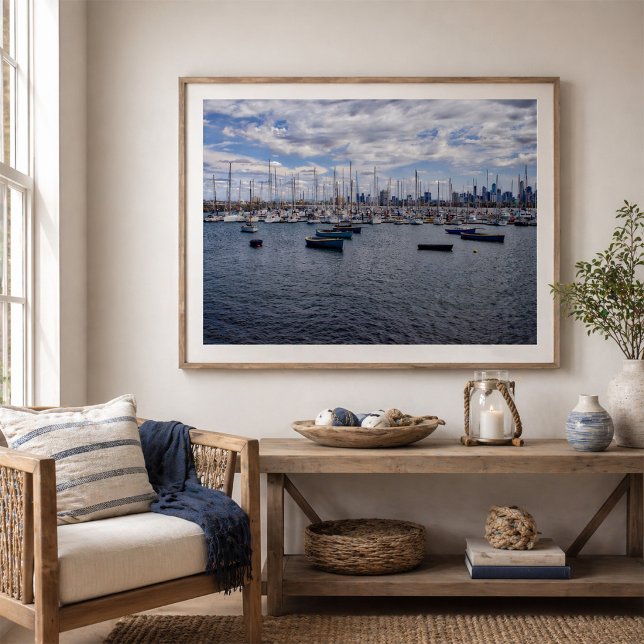 Poster Horizonte de Melbourne e Barcos da Marina de St Ki (Criador carregado)