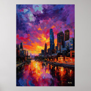 Poster Horizonte de Melbourne Neo-Expressionista Pôr do S