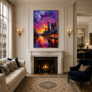 Poster Horizonte de Melbourne Neo-Expressionista Pôr do S