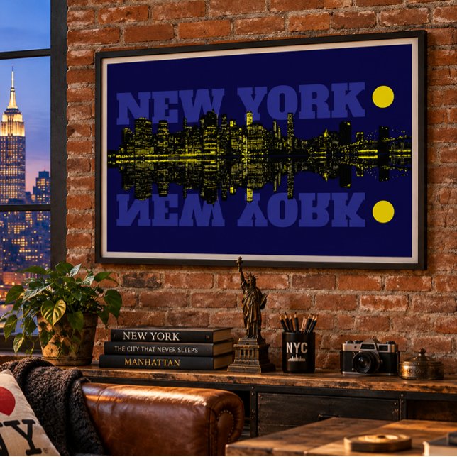 Pôster Horizonte de Nova York à Noite (Criador carregado)