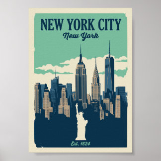 Poster Horizonte de Nova York Antigo