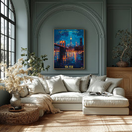Poster Horizonte de Nova York ao Crepúsculo - Ponte de Br