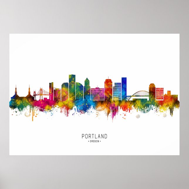 Poster Horizonte de Portland Oregon (Frente)