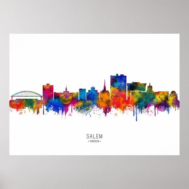 Poster Horizonte de Salem Oregon (Frente)