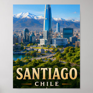 Poster Horizonte de Santiago Andes e Elegância Chilena