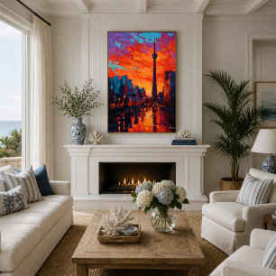 Poster Horizonte de Toronto Neo-Expressionista Pôr do Sol