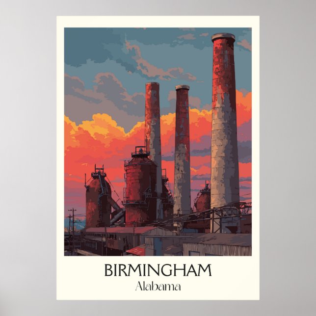Poster Horizonte Industrial de Birmingham Alabama (Frente)