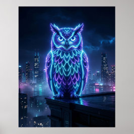 Poster Horizonte Noturno da Coruja Neon