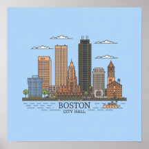 Horizonte urbano da cidade de Boston, horizonte de