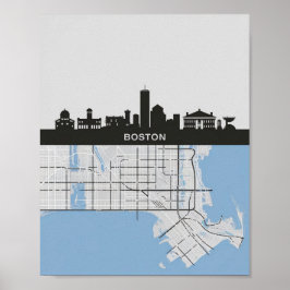 Poster Horizonte Urbano da Cidade de Boston, Massachusett