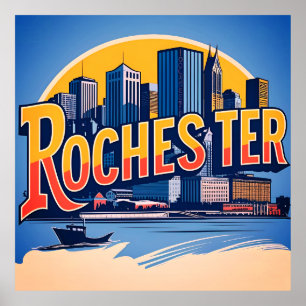 Poster Horizonte urbano da cidade de Rochester Nova York 