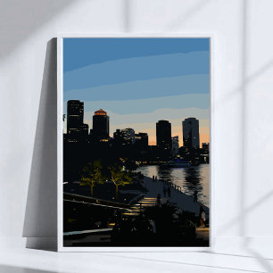 Poster Horizonte Urbano da Cidade do Porto de Boston ao P