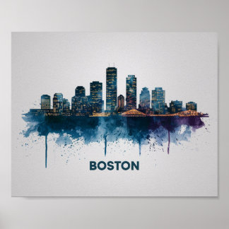 Poster Horizonte Urbano de Boston, Horizonte de Boston Ma