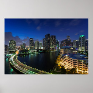 Pôster Horizonte urbano elevado a partir de Brickell Key
