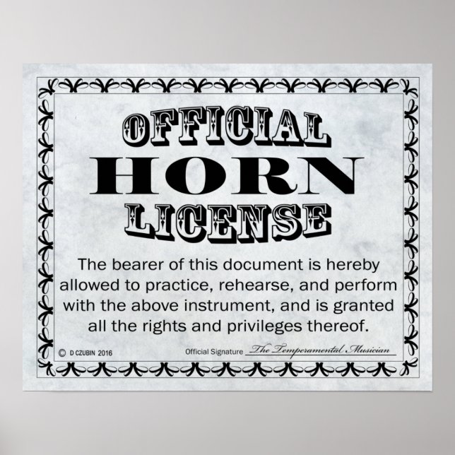 Pôster Horn License (Frente)