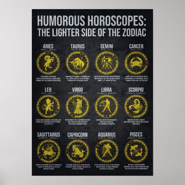 Poster Horoscópios Engraçados, Sinal Zodioso Engraçado Hu (Frente)