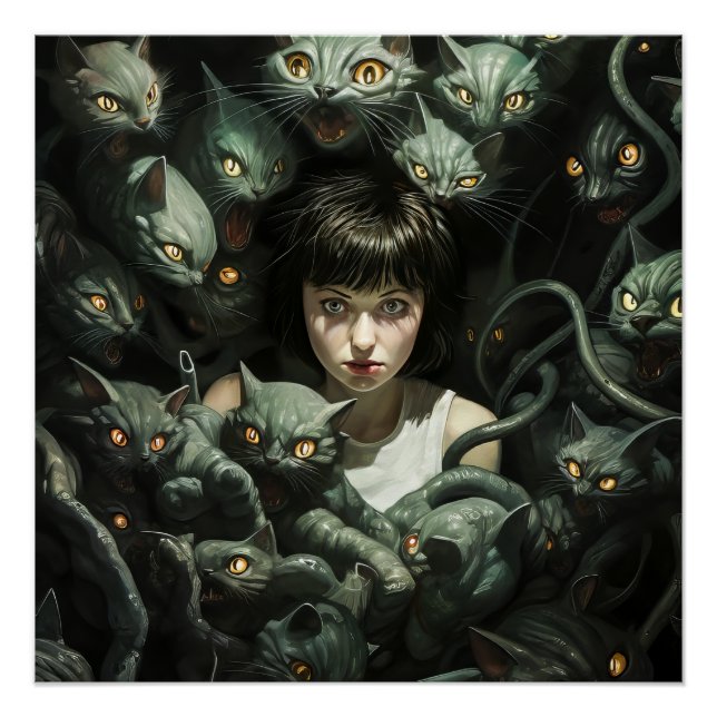 Pôster Horror Cat Nightmare (Frente)