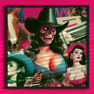 Poster Horror Cowgirl Collage
