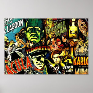 Poster Horror cult, monstros universais, filmes de monstr
