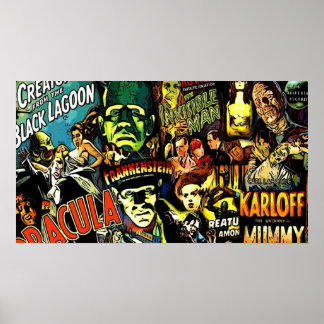 Poster Horror cult, monstros universais, filmes de monstr