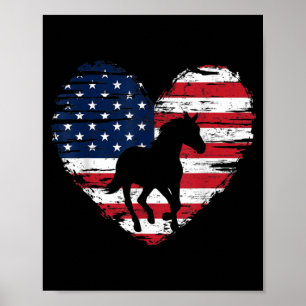 Poster Horse American Flag Heart USA Patriotic Pride