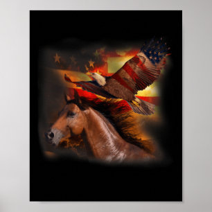 Poster Horse American Flag Wings Eagle Patriótico 4t