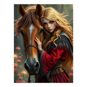 Pôster Horse e Companion Fantasy Art