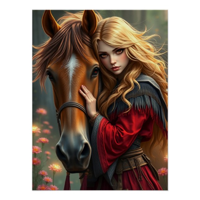 Pôster Horse e Companion Fantasy Art (Frente)