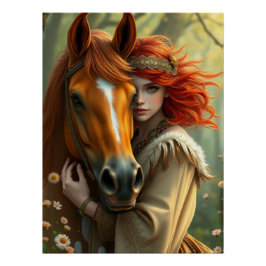 Pôster Horse e Companion Fantasy Art