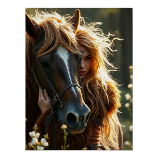 Pôster Horse e Companion Fantasy Art (Frente)