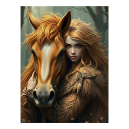 Pôster Horse e Companion Fantasy Art