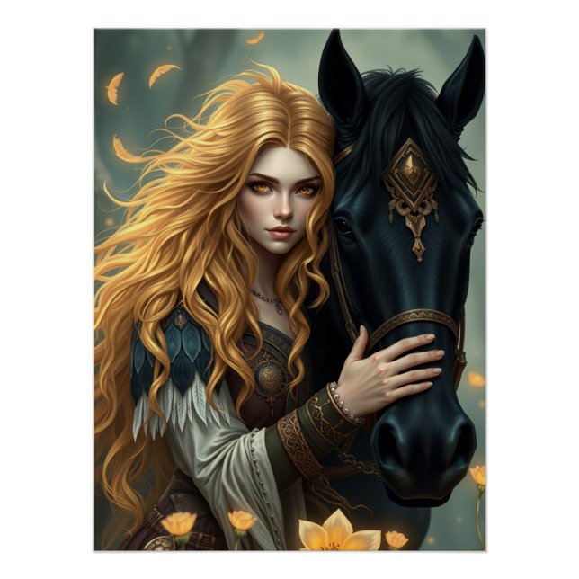 Pôster Horse e Companion Fantasy Art (Frente)