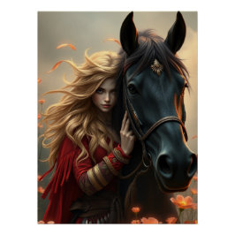 Pôster Horse e Companion Fantasy Art